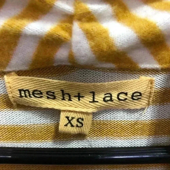 Mesh & Lace V-neck wrap front,elastic hem line,horizontal stripe,cuddly soft - Picture 9 of 10